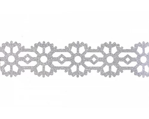 Фігурна стрічка самоклеюча блискуча Сніжинка срібна 1.5 м код: 742243