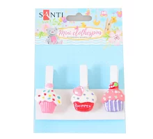 Набір прищіпок декоративних Santi з пласт. декором Delicious cupcakes 45 см 3 шт./уп. 742504