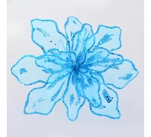 Цветок пуансеттии Yes Fun “Королевский” полупрозрачный голубой 28*28см код: 750287