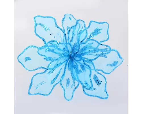 Цветок пуансеттии Yes Fun “Королевский” полупрозрачный голубой 28*28см код: 750287
