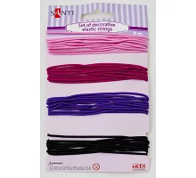 Набор шнуров эластичных декоративных 4 цвета 8м/уп. розово-фиолетовый код: 952027