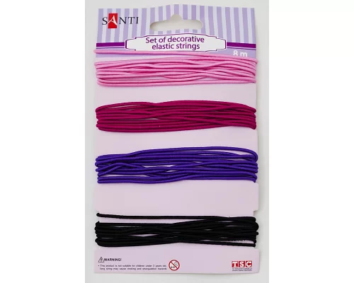 Набір шнурів еластичних декоративних 4 кольори 8м/уп. рожево-фіолетовий код: 952027