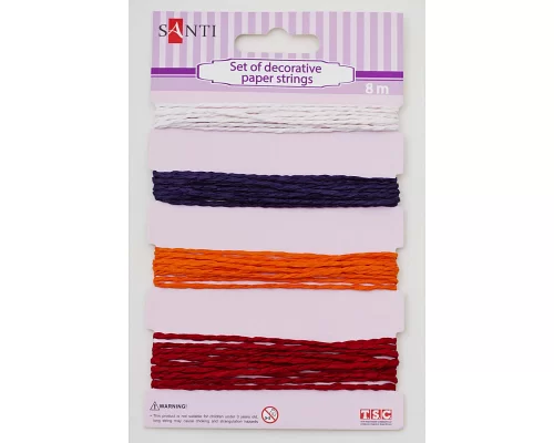 Набір шнурів паперових декоративних 4 кольори 8м/уп. червоно-помаранчевий код: 952037