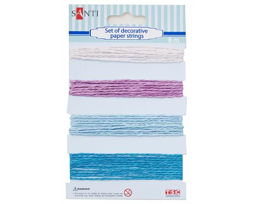 Набір шнурів паперових декоративних 4 кольори 8м/уп. рожево-блакитний код: 952039