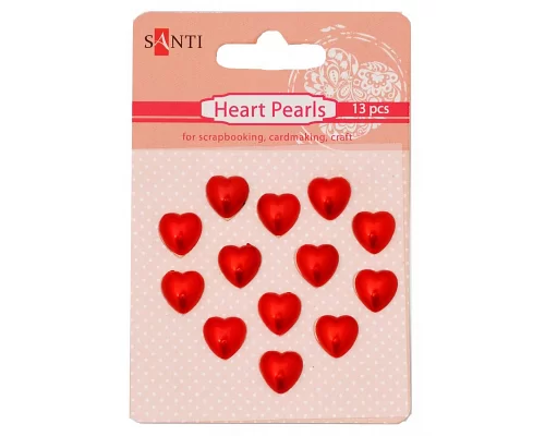 Набір перлин Santi самоклеючих сердечка червоні 13 шт код: 952661