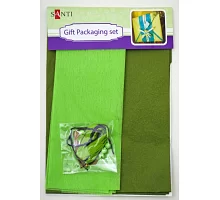 Набор для упаковки подарка 40*55см 2шт/уп. зеленый-хаки код: 952059