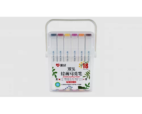 Набор скетч-маркеров 18 шт. для рисования двусторонних Aihao sketchmarker код: PM508-18