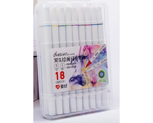 Набор скетч-маркеров для рисования двусторонних Aihao sketchmarker slim 18шт/уп  код: PM513-18