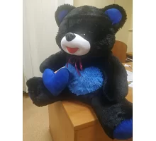 Медведь Улыбка сидячий с сердцем черно-синий 55см