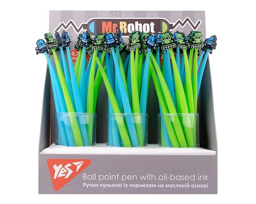 Ручка масляная YES «Mr.Robot» силикон 07 мм синяя код: 412016