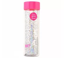 Бутылка для воды YES с блестками Sparkle 570мл крышка розового цвета (707006)