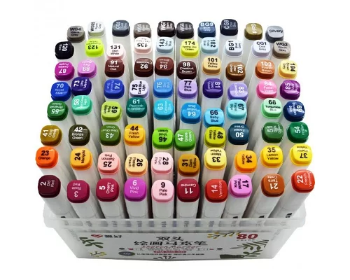 Набір скетч-маркерів 80 шт. для малювання двосторонніх Aihao sketchmarker код: PM508-80