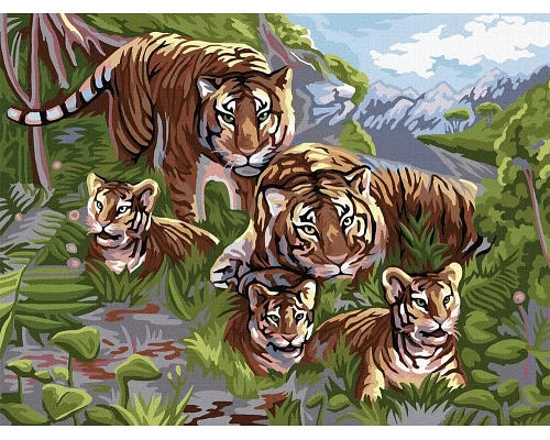 Картина по номерам №6 Тигры» 30*40см в кор. 42*32*35см Danko Toys код: KpN-03-06
