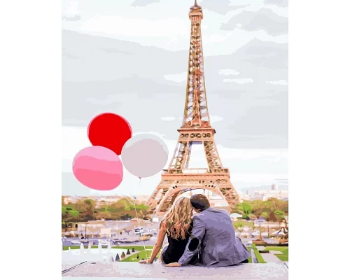 Картина за номерами Паризьке кохання Premium кольоровий полотно + лак в Термопакет 40 * 50см (PGX4886)