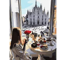 Картина по номерам Завтрак в МиланеPremium цветной холст+лак в кор. 40*50см (PGX33249)