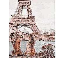 Картина по номерам Встреча с видом на Эйфелеву башню Premium цветной холст+лак в кор. 40*50см (PGX30103)