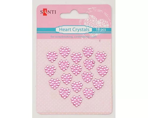 Набір кристалів самоклеючих сердечка рожеві 18 шт (952663)