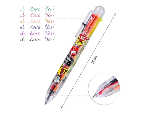 Ручка шариковая YES Smiley 10 мм 6 цветов (412043)