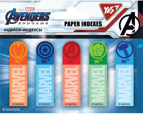 Индексы бумажные YES Marvel.Avengers 50x15мм 100 шт (5x20) (170257)