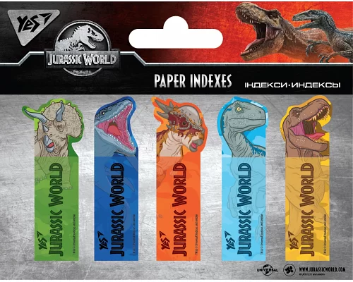Индексы бумажные YES Jurassic World 50x15мм 100 шт (5x20) (170259)
