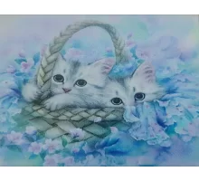 Алмазная мозаика Котята в корзине 30*40см с рамкой 41*31*25 см (H8720)