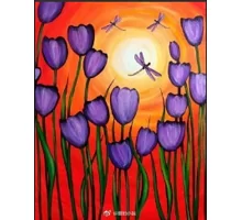 Алмазная мозаика Фиолетовые тюльпаны 30*40см с рамкой 41*31*25 см (H8690)