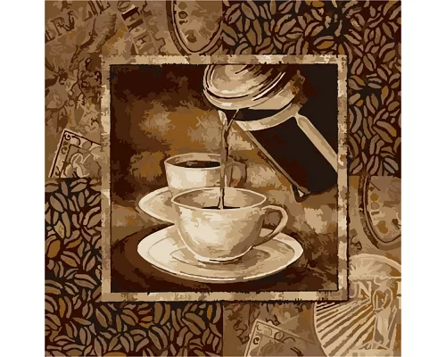 Картина по номерам Чашечка кофе 40*40см с лаком ТМ ArtStory Украина (AS1091)