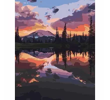 Картина за номерами Захід сонця в горах кольорове полотно в тепловому пакеті 40x50см (SY6506)