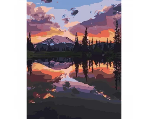 Картина по номерам Закат в горах цветное полотно в термопакете 40х50см (SY6506)