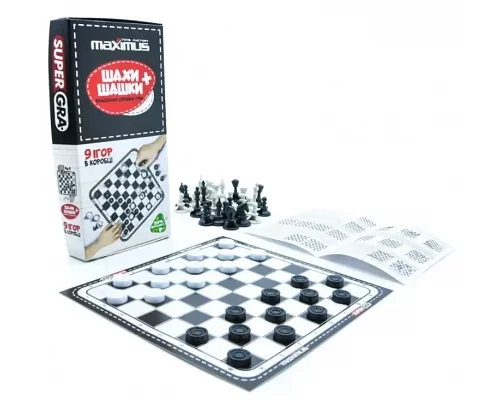 Набор настольные игры шашки шахматы 9 игр игровое поле MAXIMUS (5476)