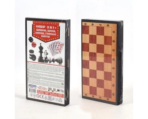 Набор настольные игры 3в1 шашки шахматы нарды игральные карты MAXIMUS (5240)