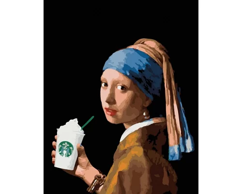 Картина за номерами Дівчина із подвійним латте 40х50 Brushme (GX36701)