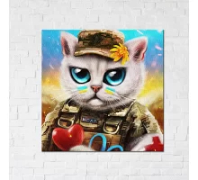 Картина интерьерная патриотическая  Котик лікар 30х30 Brushme уже нарисованная (CN 53118S)