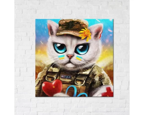 Картина интерьерная патриотическая Котик лікар 40х50 Brushme уже нарисованная (CN 53118M)