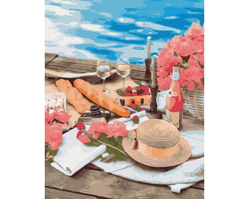 Картина за номерами Пікнік біля моря Premium, кольорове полотно+лак 40х50 Brushme (PGX37555)