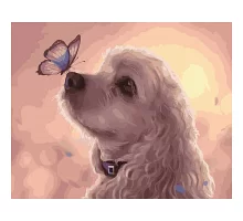 Картина за номерами Собака з метеликом на носі 40х50 Brushme (GX40250)
