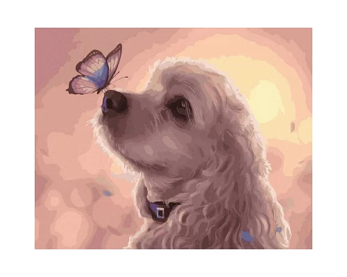 Картина за номерами Собака з метеликом на носі 40х50 Brushme (GX40250)
