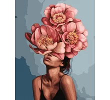 Картина за номерами Дівчина у квітучих півонії 40х50 Brushme (GX40544)