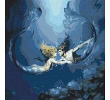 Картина по номерам Подводная любовь с красками металлик 50х50 Идейка (KHO9526)