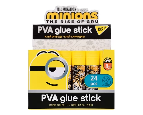 Клей-карандаш YES 8г PVA Minions набор 24 шт (320258)