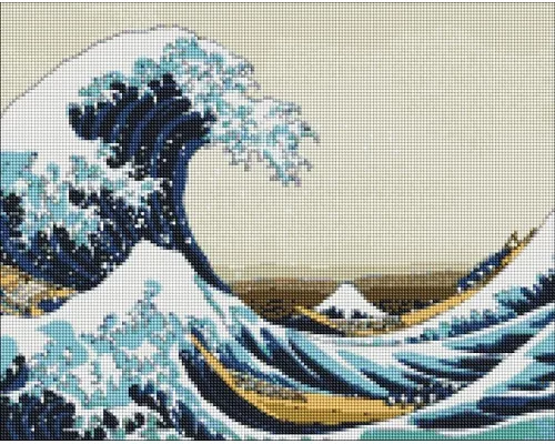 Алмазна мозаїка на підрамнику Велика хвиля у Канагаві ©Кацусіка Хокусай 40х50 (AMO7223)