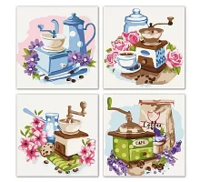 Набор для росписи по номерам полиптих Цветочный кофе 18х18 (KNP018)