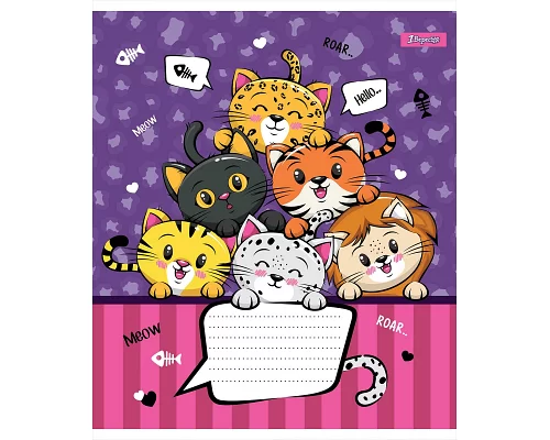 Тетрадь школьная А5/12 клітинка 1В Cute kittens (765745)