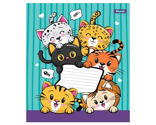 Тетрадь школьная А5/12 клітинка 1В Cute kittens (765745)
