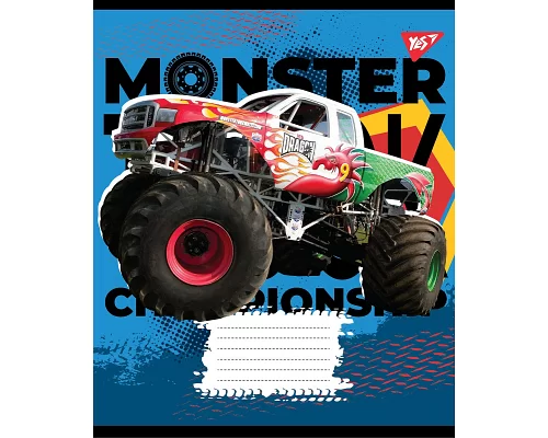 Зошит шкільний А5/12 клітинка 1В Monster truck championship набір 25 шт. (765758)