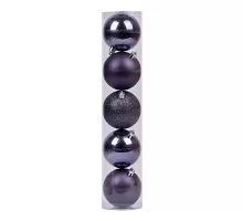 Набір новорічних куль Novogod'ko, пластик, 7 cм, 5 шт / уп, темно-фіолетовий (974034)