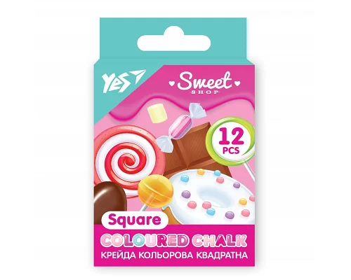 Мел YES Sweet Cream цветной 10х10 квадратный 12 шт (400468)