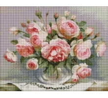 Алмазна мозаїка Троянди в скляній вазі 40х50 Идейка (AMO7150)