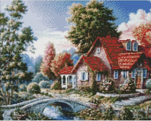 Алмазна мозаїка Бабусин будинок ©Сергій Лобач Ідейка 40х50 на підрамнику (AMO7340)