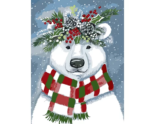 Картина по номерам SANTI Праздничный медведь 30*40см (954405)